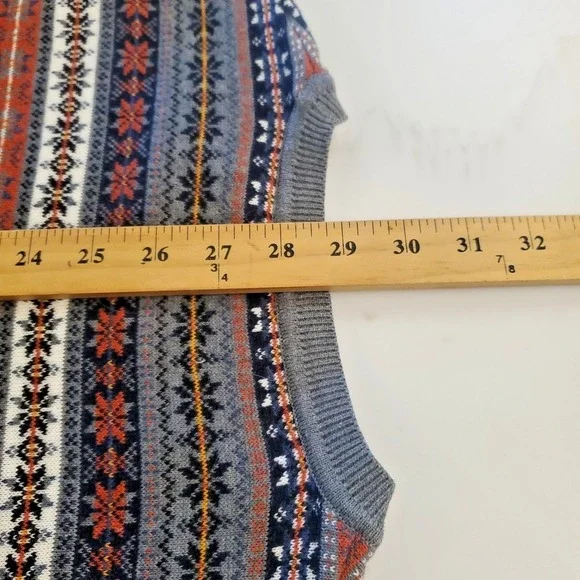 Southern Pines Fair Isle Knit Crewneck Sweater Men's XL Gray Red Multicolor - Picture 7 of 10